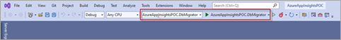 Click on Green arrow to Run the DB migrator project. As shown below