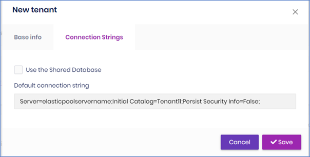 New Tenant Connection String