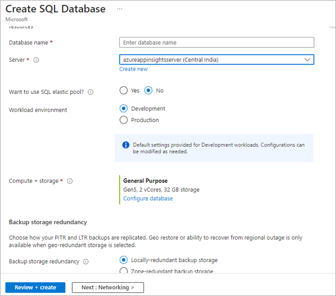 SQL Database Create